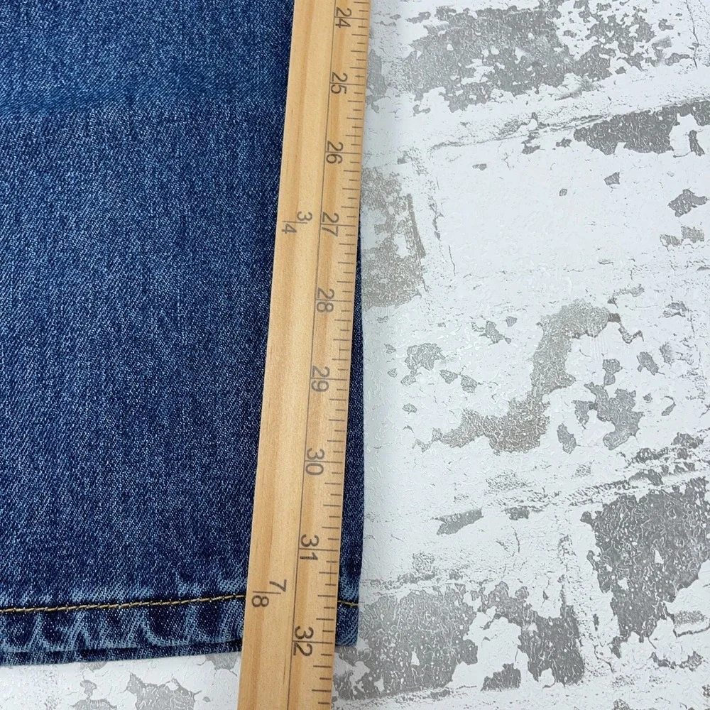 Levis 505 Jeans Men 40x32 Regular Fit Dark Blue Wash Denim Pants Adult CC4 - Picture 7 of 16